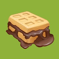 Chocolate waffle sandwich, food illustration