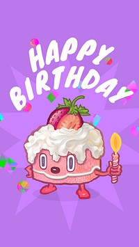 Happy birthday cake phone wallpaper, funky party background