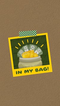 Treasure money bag phone wallpaper, brown background