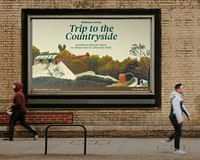 Billboard mockup psd, Henri Rousseau's vintage painting on the street, remixed by rawpixel