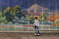 Claude Monet wall painting. Famous art remixed by rawpixel.