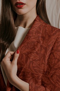 Vintage women's blazer, business apparel inspired by William Morris pattern, remixed by rawpixel