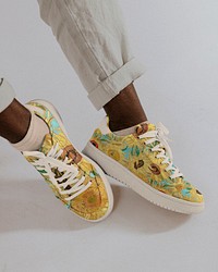 Van Gogh’s Sunflowers patterned sneakers, remixed by rawpixel