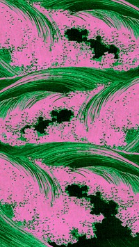 Green ocean waves phone wallpaper, Uehara Konen's pattern art, remixed by rawpixel