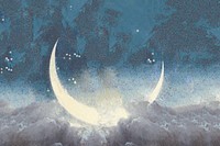 Crescent moon background, Edwin Blashfield's Spring Scattering Stars artwork, remixed by rawpixel