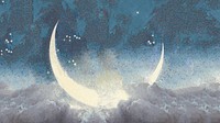 Crescent moon desktop wallpaper, Edwin Blashfield's Spring Scattering Stars artwork, remixed by rawpixel