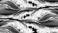 Black ocean waves desktop wallpaper, Uehara Konen's pattern art, remixed by rawpixel