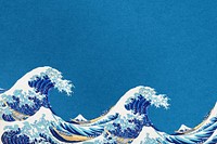 The Great Wave background, Hokusai's vintage border, remixed by rawpixel