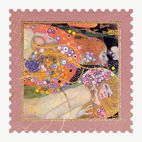 Gustav Klimt's postage stamp, Water Serpents II famous painting design psd, remixed by rawpixel