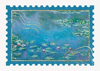 Water lilies  artwork postage stamp. Claude Monet artwork, remixed by rawpixel.