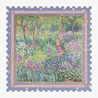 Giverny garden postage stamp element psd. Claude Monet artwork, remixed by rawpixel.