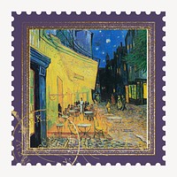Van Gogh's postage stamp, Caf&eacute; Terrace at Night, remixed by rawpixel