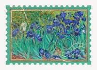 Van Gogh's Irises postage stamp, remixed by rawpixel