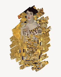 Gustav Klimt's famous painting brushstroke, Portrait of Adele Bloch-Bauer I design, remixed by rawpixel