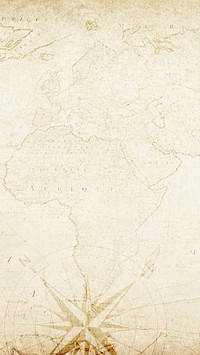 Vintage world map phone wallpaper, old paper background