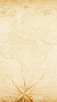 Vintage world map phone wallpaper, old paper background