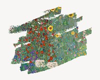 Famous painting brush stroke, Gustav Klimt's Farm Garden with Sunflowers, remixed by rawpixel