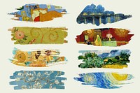 Van Gogh's famous painting brushstroke psd set, remixed by rawpixel