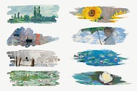 Claude Monet brush stroke element set psd. Famous art remixed by rawpixel.