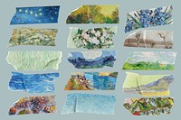 Van Gogh's famous artwork washi tape psd set, remixed by rawpixel