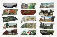 Henri Rousseau's washi tape, vintage collage element set psd, remixed by rawpixel