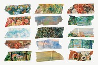 Aesthetic washi tape, famous artwork pattern set psd, remixed by rawpixel