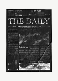 Vintage newspaper, black collage element  psd