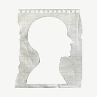 Human head paper frame collage element psd