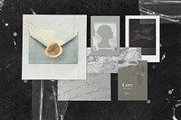 Vintage mood board mockup, aesthetic flat lay psd