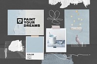 Aesthetic mood board mockup, flat lay psd