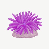 Purple coral, animal illustration, collage element psd