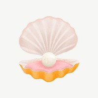 Pearl shell illustration, collage element psd