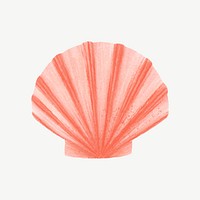 Clam shell illustration, collage element psd