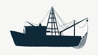 Fishing boat silhouette, collage element psd