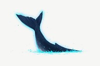 Whale tail, animal illustration, collage element psd