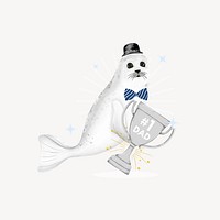 Father's Day seal, cute hand drawn illustration