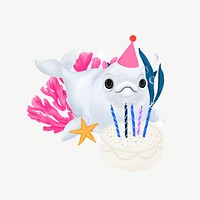 Party animal, animal illustration, collage element psd