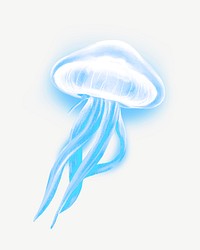 Neon blue jellyfish, animal illustration, collage element psd