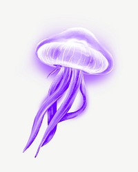 Neon purple jellyfish, animal illustration, collage element psd