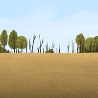 Nature field background, aesthetic paint illustration