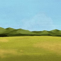 Green grass hill background, aesthetic paint illustration