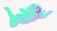 Cherub statue, green & pink psd