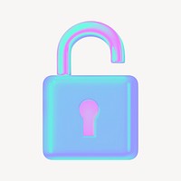 Padlock security 3D gradient collage element psd