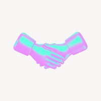 Handshake 3D gradient collage element psd