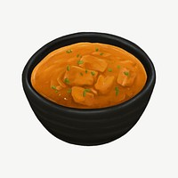 Indian butter chicken, food collage element psd