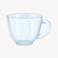 Glass tea cup, kitchenware illustration