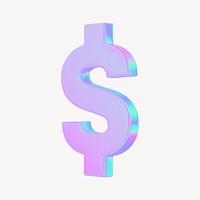 Dollar sign 3D gradient collage element psd