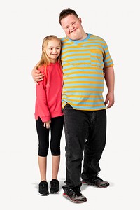 Down syndrome siblings, isolated image