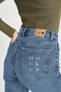 Blue jeans back pocket template apparel mockup