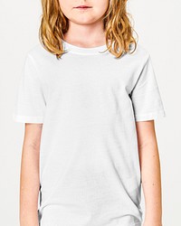 Girl's casual white t shirt psd mockup